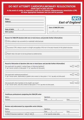 Do not attempt cardiopulmonary resuscitation (DNACPR) - adults aged 16 years and over