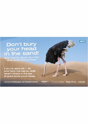 Don't bury your head in the sand! Stay healthy, book your free NHS Health Check today (digital screen)