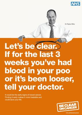 Let's be clear. If for the last 3 weeks you've had blood in your poo (poster, A3)