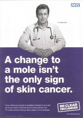 A change to a mole isn't the only sign of skin cancer - Dr Adrian Burt (A4 poster)