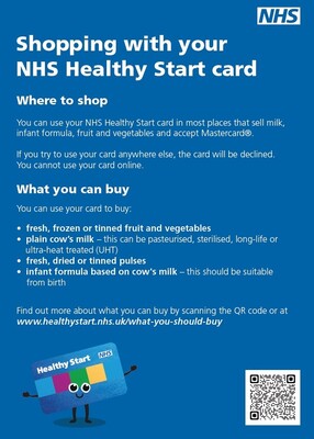 Shopping with your NHS Healthy Start card (flyer)