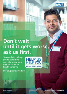 Don't wait until it gets worse - male pharmacist (A4 poster)