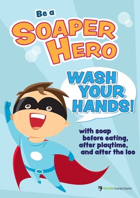 Be a soaper hero - aged 5 to 7 (A4 poster)