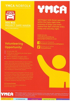 SOS Bus Project Safe Haven - volunteering (A4 poster)
