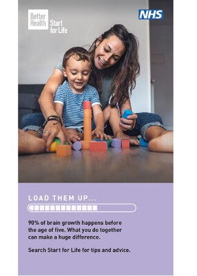 Load them up - woman and child playing (digital screen)