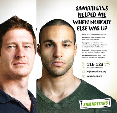 Samaritans helped me when nobody else was up - man (A4 poster)