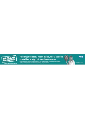 Feeling bloated, most days, for 3 weeks could be a sign of ovarian cancer (web banner 2)