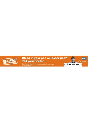 Blood in your poo or looser poo? Tell your doctor (web banner, no URL)
