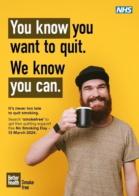 You know you want to quit - we know you can (yellow A4 poster)