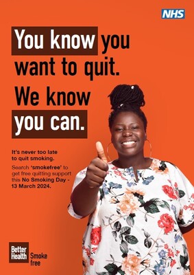 You know you want to quit - we know you can (orange A4 poster)