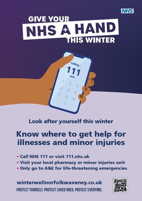 Give your NHS a hand this winter - 111 (A4 poster)
