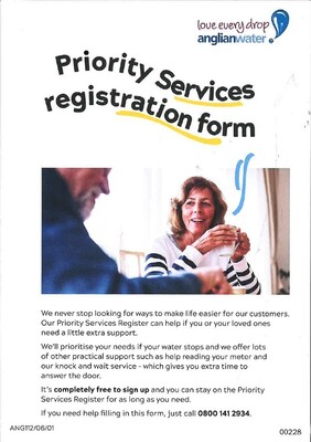 Priority services registration form (Anglian Water)