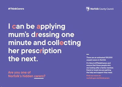 I can be applying mum's dressing one minute and collecting her presciption the next (postcard)