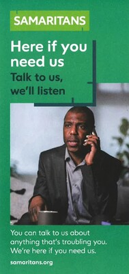 Here if you need us, talk to us, we'll listen - man (leaflet)