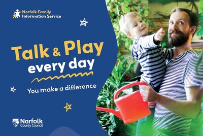 Talk and play every day (postcard)
