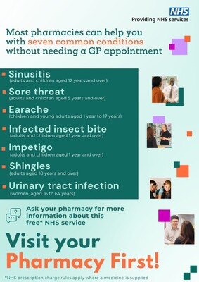 Most pharmacies can help you with seven common conditions - generic (A4 poster)