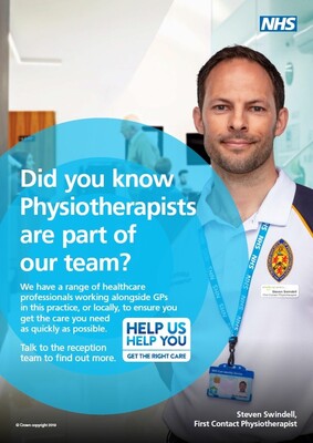 Did you know Physiotherapists are part of our team? (A3 posters)
