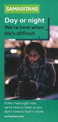 Day or night - we're here when life's difficult - woman (leaflet)