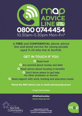 MAP advice line for 11-25s (A5 flyer)