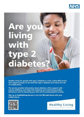 Are you living with type 2 diabetes - woman eating (A3 poster)