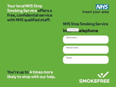 Editable smokefree appointment card